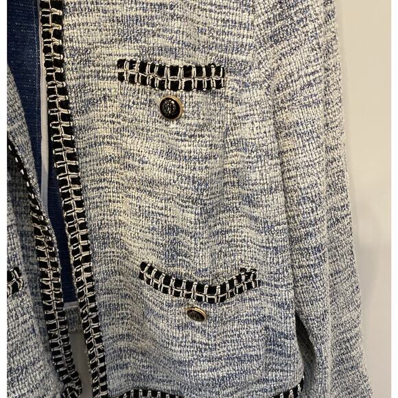 Lane Bryant Women's Plus Size 24 Silver Black Faux Tweed Open Front Crop Blazer - Picture 6 of 11